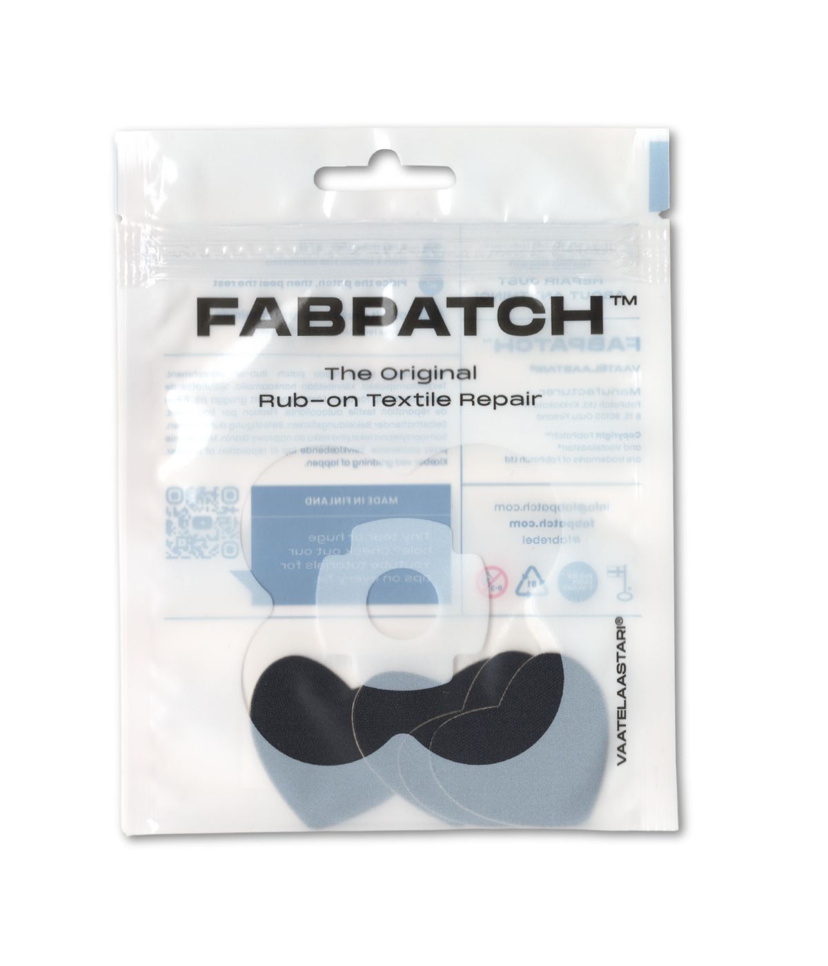 FABPATCH STRETCH Black mini hearts